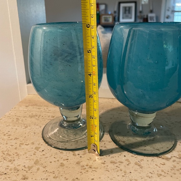 Set of 4 Blue Glass Drinking Goblets - Picture 6 of 11
